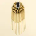 Spallina con frange in metallo strass borchia stemma spalla abito accessorio moda - Oro