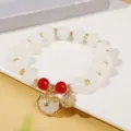 Nuovo Stile Cinese Bracciale di Perle di Giada Bianca Pendente Lusso Gioielli Donna - Stile 8 Ciondolo Moneta Serratura (5374646856717)