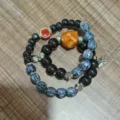 Pulsera de cuentas de ceramica etnica para mujer, disenio de nicho, cuerda elastica, joya - Flor de Ciruelo Cayendo