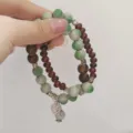 Ethnic style ceramic beaded bracelet for women, unique design elastic cord wrist jewelry chic. - Matcha Green