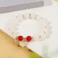 Nuovo braccialetto di perle in giada bianca stile cinese ciondolo retro gioielli alla moda donna - Stile 13 Ciondolo Giada Bianca Fortuna (5374646856721)