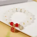 Nuovo braccialetto di perle in finta giada bianca in stile cinese con pendenti portafortuna. - Stile 4 Ciondolo Fortuna Auspicioso (5374646856724)