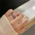 Süßer Herzring silberfarben rot lila Kristall offener Fingerring niedlicher Modeschmuck - Rote Herzringe
