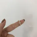 Filigraner vierblättriger Klee Zirkon Perle Ring verstellbar offener Retro Luxus Schmuck. - Zirkonia Blatt Ring