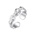 Anillo abierto plateado irregular, joyería de moda con diseño de nicho variante. - Anillo de una Sola Capa
