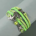 Mehrlagiges grünes geflochtenes Lederarmband mit Lebensbaum und Vogel Anhängern Damen - Grüner Lebensbaum Stil (ZT1941)