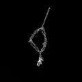 Pulsera de cadena de doble capa plateada con bonito colgante de oso, joyería de metal elegante. - Pulsera de Oso Mecánico