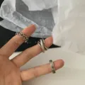Korean hip-hop retro silver rings set, simple open finger rings, trendy punk jewelry. - Adjustable Open Design / Vintage 3-Piece Set