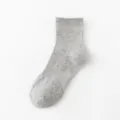 Grey men's casual knit short socks, comfortable cotton blend with ribbed cuff variant. - One Size / Gray Crew Socks