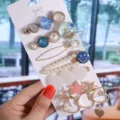 Korean fashion hair clip set, cute pearl and star hairpin designs for sweet daily styles. - 7-Piece Set A (S27)