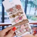 Korean style hair clip set with pearls and cute stars, sweet side pin fashion hair accessories. - 8-Piece Set L (S27)