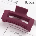 Matte rectangular hair claw clip for women, simple elegant large hair catch for thick hair style - Matte Dark Purple Red (S150-3) / 8.5cm