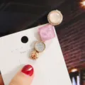 Korean style stylish hair clip with pearl and pink resin geometric decorative design. - Individual Packaging / Tower Violet