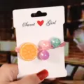 Cute kids hair tie with orange slice pendant and colorful beads, elastic hair band. - Orange Hair Tie