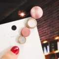 Detailed view of sweet macaron tone geometric hair clip, featuring round metallic design. - Individual Packaging / Double Rose Color