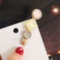Korean style fashion hair clip with geometric pearl and candy color design for women and girls. - Individual Packaging / Tower Light Yellow