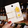 Joli ensemble de pinces à cheveux canard jaune et œuf au plat, accessoires pour femmes. - Ensemble petit canard jaune / Pack de 3