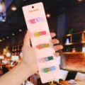 Set di graziosi fermagli per capelli in tessuto per bambini con decorazione di ragazze. - 7# Stile Carta Rosa