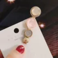 Detailed close-up view of the Korean style metal hair clip with pink resin and pearl decor. - Individual Packaging / Tower Light Pink
