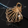 Gold seashell metal hair claw clip with pearl, large hair accessory for elegant hairstyles. - Shell Shaped Style (With Artificial Pearl) / 6.4cm / Gold