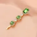Korean retro green zircon hair clip crystal rhinestone bobby pin for women daily hair styling - Triple Stone Clip (S34) / Fruit Green