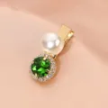 Retro green zircon rhinestone pearl hair clip luxury side hairpin for women and girls - Rhinestone Pearl Clip (S34) / Emerald