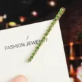 Green rhinestone hairpin detail, elegant gold metal hair clip, fashion hair accessory for women. - Straight Hair Clip (8#) / Gold Green Gem