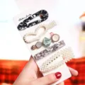 Pearl and rhinestone hair clip set for women, fashionable hairpin accessories for styling. - Woven Pearl Marble Texture Style (S27-F) / 5 Pieces