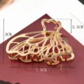 Gold metal hair claw clip with butterfly wing design, large elegant hair accessory for women. - Butterfly Shape (S156-1) / 8cm