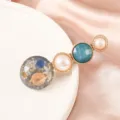 Korean style starry sky resin pearl hair clip for women elegant side clip main view - Planet Style / Grey Planet