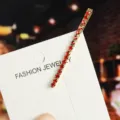 Gold-tone red rhinestone bobby pin hair clip elegant sparkly metal hair accessory for women - Straight Hair Clip (5#) / Gold Red Gem