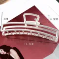 Large metal hair claw clip for women, minimalist hollow rectangular design, sturdy and stylish. - Long Hollow Style (S156-5) / 11.3cm / Silver