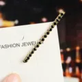 Gold-tone metal black rhinestone hair clip detail view, elegant hair accessory for women. - Straight Hair Clip (7#) / Gold Black Gem