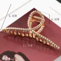 Gold metal hair claw detail showing dimensions, twisted design for elegant hair styling. - Twist Texture Geometric Hollow Style (S157-5) / 11.7cm