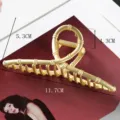 Large gold metal hair claw clip for women, geometric bamboo design hair accessory 11.7cm - Geometric Hollow Bamboo Style (S157-10) / 11.7cm / Gold