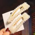 Pearl hair clip set, elegant gold metal bb clips with faux pearls for women and girls daily wear. - 2-Piece Set E