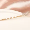 Épingle à cheveux dorée pour femme, élégante barrette cœur perle pour coiffure. - S95-5# Barrettes cœur