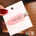 Pink leaf duckbill hair clip 6cm simple seamless bang side clip for daily cute sweet style - 4# Pink Seamless Hair Clip