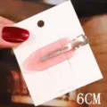 Minimalist pink glitter duckbill hair clip for women, stylish fringe side hair accessory 6cm - 8# Gold Powder Peach Pink Seamless Hair Clip