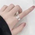 Silver open ring with cartoon character and letter pendant, niche design chic hand jewelry. - Illustrated Little Prince Ring