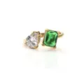 Élégante bague ouverte exquise avec zircone cubique blanche et cristal vert émeraude. - Style A