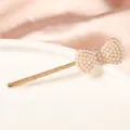 Élégante pince à cheveux nœud perle pour femme, barrette dorée avec strass scintillants. - S95-6# Barrettes nœud