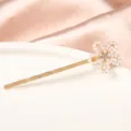 Élégante pince à cheveux fleur strass perle épingle en métal doré pour frange femme - S95-7# Barrettes fleur