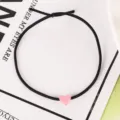 Schwarzes Haargummi mit süßem rosa Herz-Anhänger für den täglichen Haar-Look. - 5# Hellrosa Haargummis mit kleinem Herz