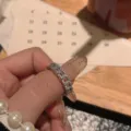 Anillo de cadena geométrica estilo coreano con circonita, anillo abierto de moda para mujer. - Anillo de cadena plateado con circonita