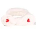 Flauschiges Spa Stirnband mit rotem Herz, weiches Make-up Haarband fuer die Gesichtsreinigung. - Herz Weiß