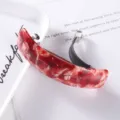 Red marbled acrylic curved spring hair clip, stylish barrette for women and girls daily hair styling. - Style 4 Spring Clip