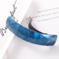 Blue marbled acrylic spring hair clip elegant curved barrette for women hair styling chic accessory - Blue and White Marble Pattern Spring Clip (36#)