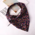 Floral chiffon triangle hairband detail view, elegant rose print fabric headband for women. - #2 Triangle Headband