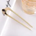 Minimalist metal U-shaped hair fork with acetate detail for elegant buns and updos. - 10.9cm / Beige